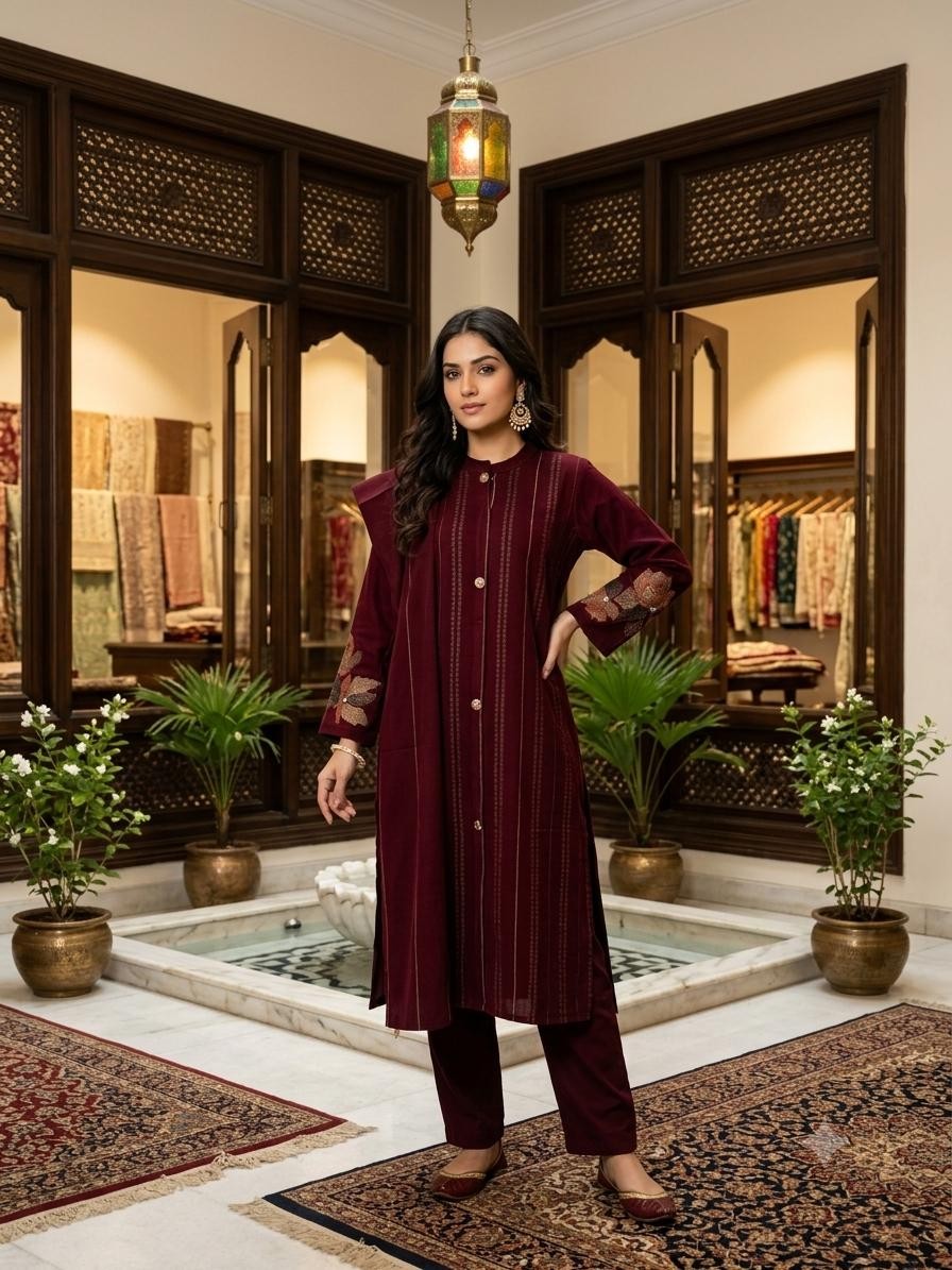 WINE KURTA SET